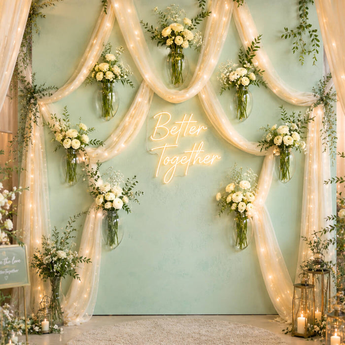 Haven Wall Vases with white flowers on a backdrop