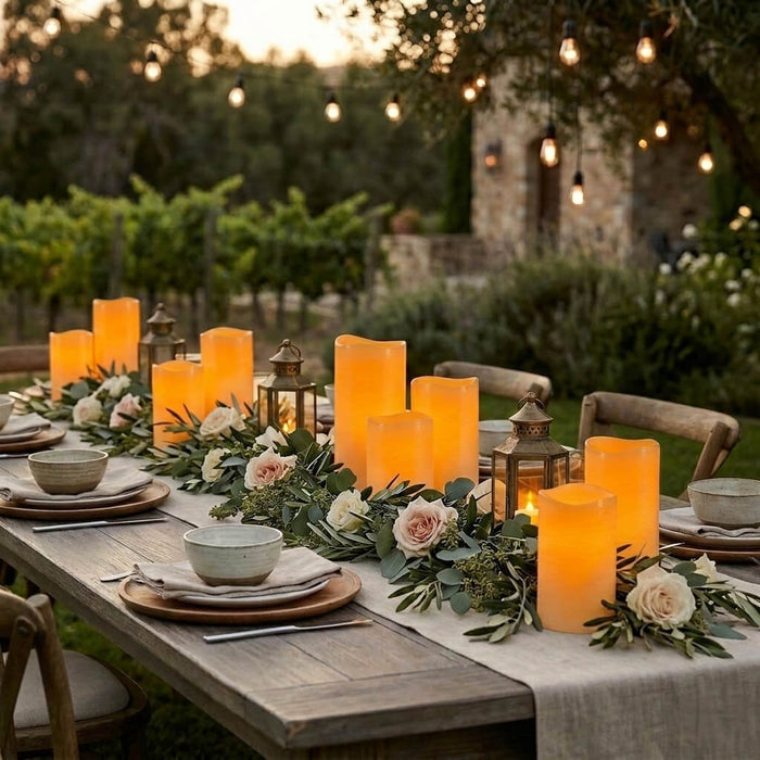 Richland LED Big Pillar Candles Ivory 6” x 10” Set of 4