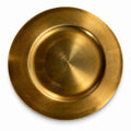 13 inch plain gold charger plate on a plain white backdrop
