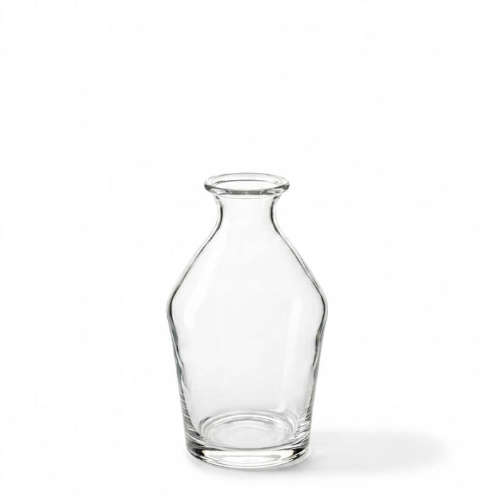 Clear glass Quinn Vase shown on a white background