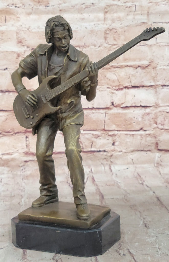 Rock Bass Guitarist Bronze Sculpture Music Figure