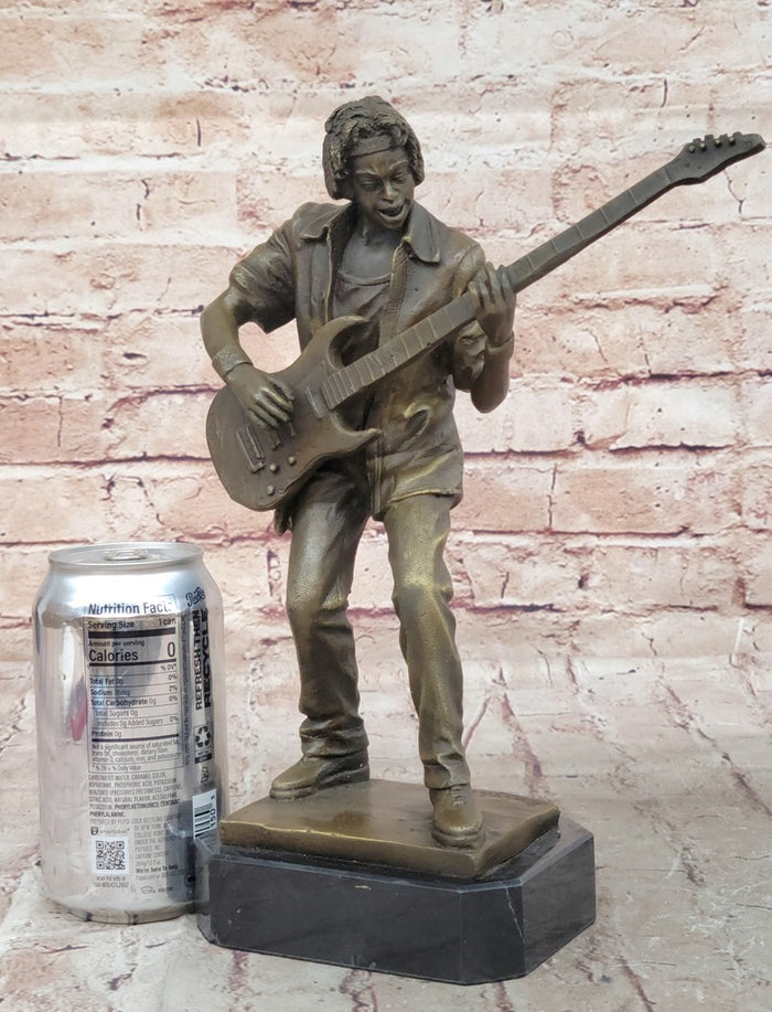 Rock Bass Guitarist Bronze Sculpture Music Figure