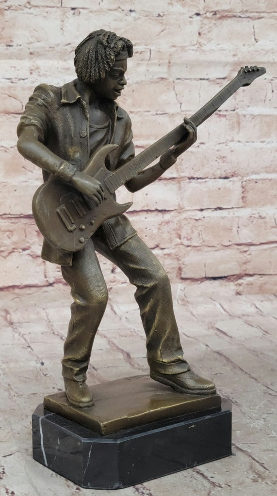 Rock Bass Guitarist Bronze Sculpture Music Figure