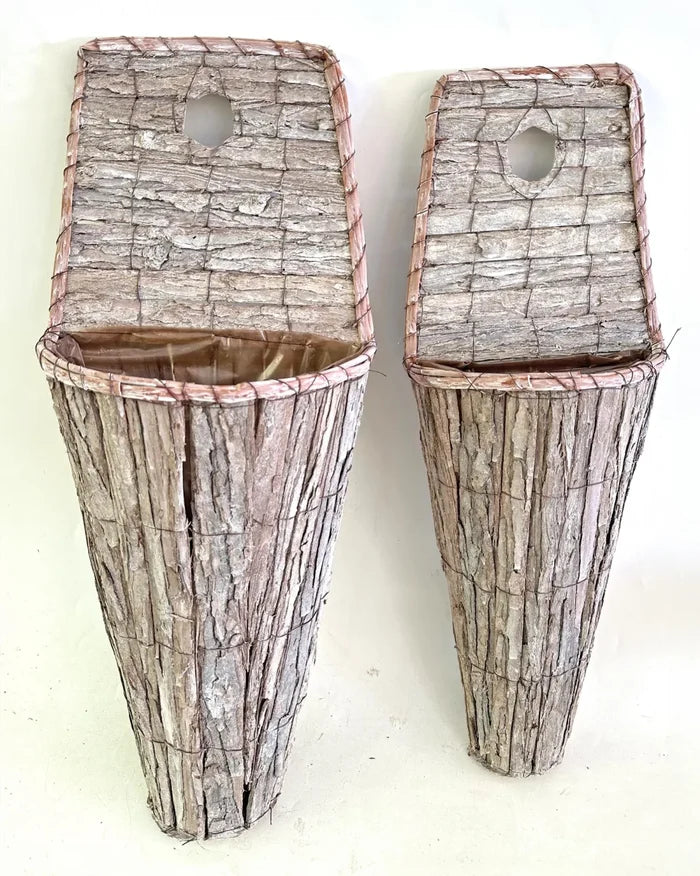Rustic Wood Wall Basket - 2 Sizes