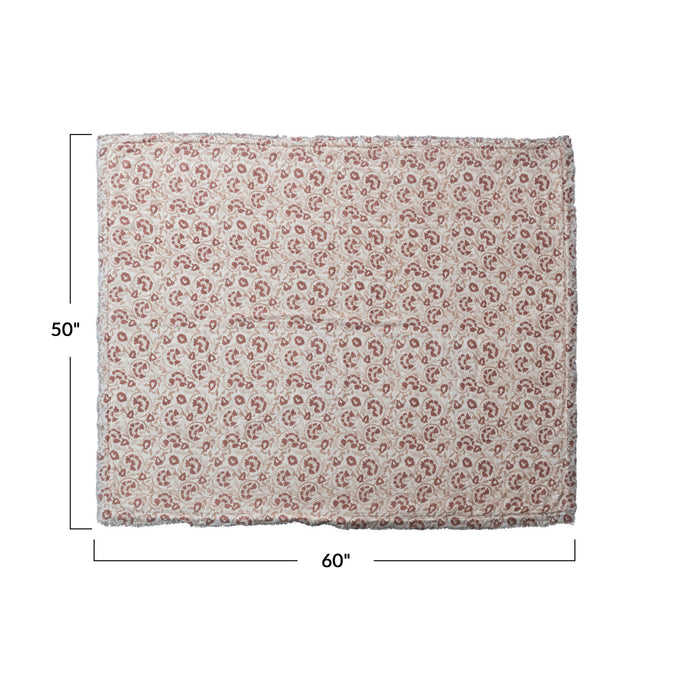 Sherpa Back Printed Cotton Throw