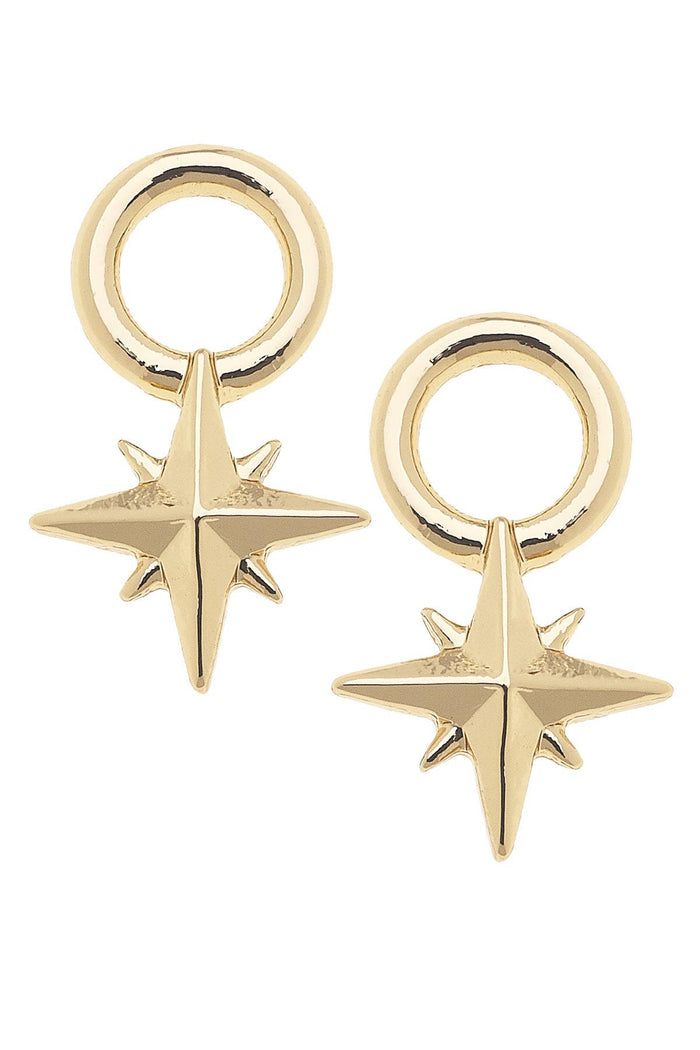 Gold north star huggie charm for jewelry gift from Magnolias Home Decor