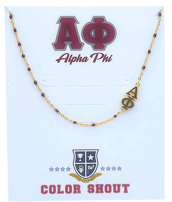 Side Set Enamel Bead Necklace- Alpha Phi