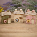 Small Stonewear Houses choice of three colours with Embossed Flower