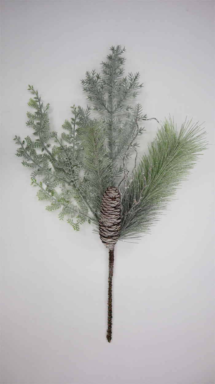 Snowflake Frosted Pine Pick