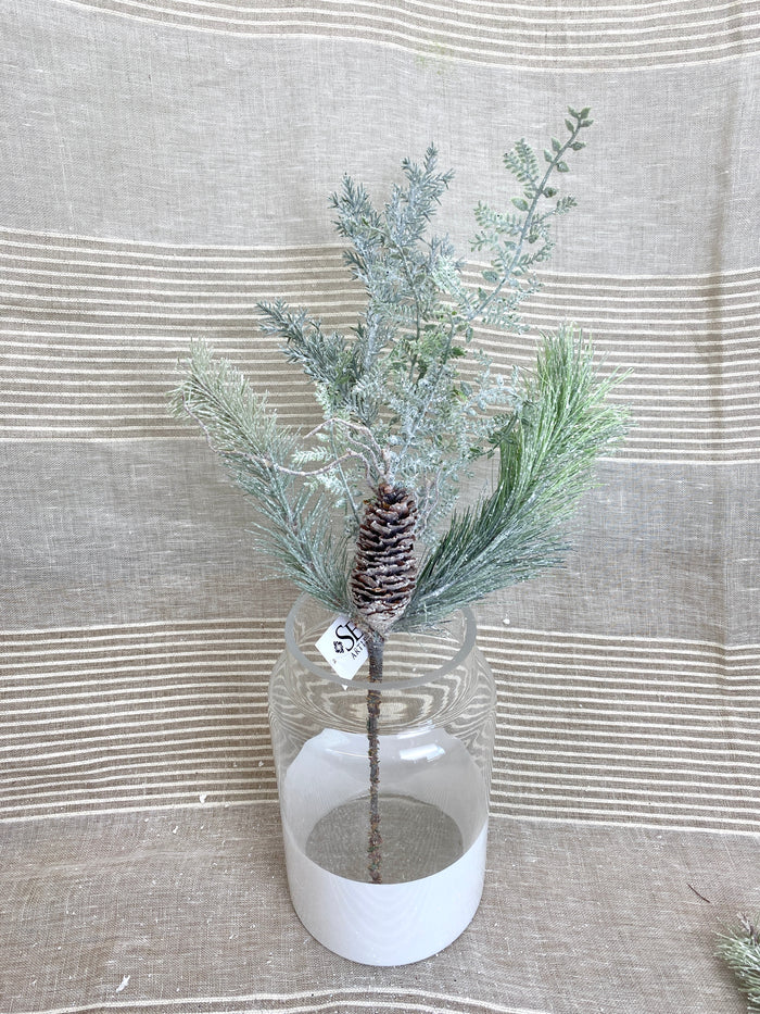 Snowflake Frosted Pine Pick