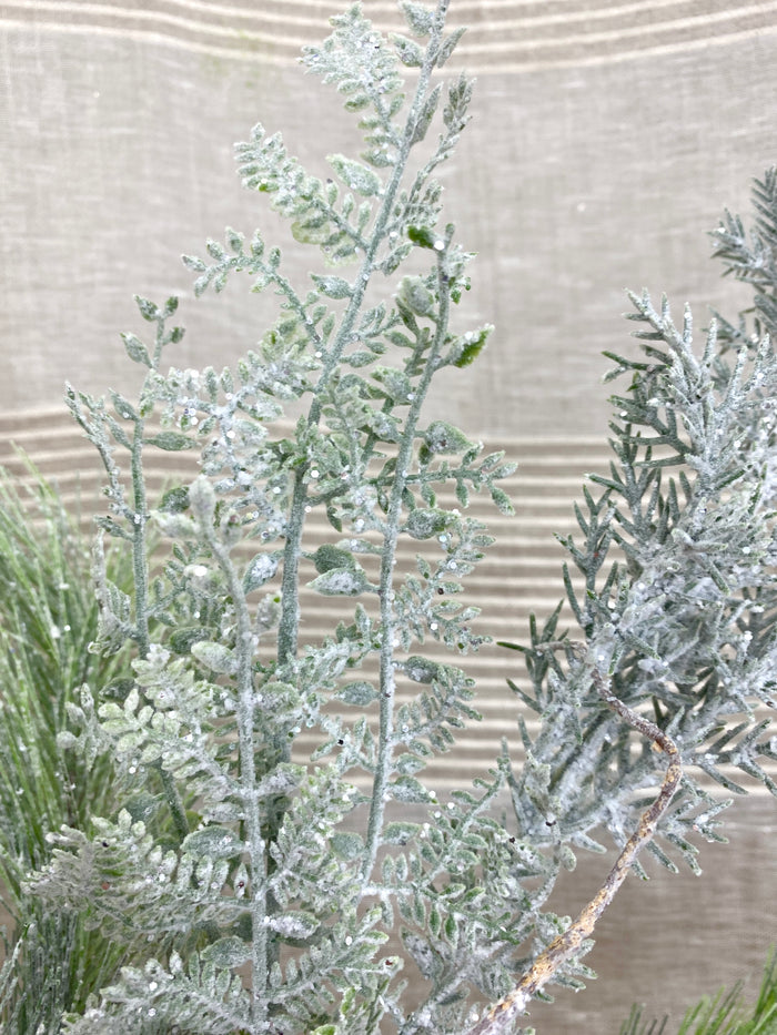 Snowflake Frosted Pine Pick