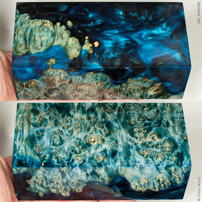 Stabilized hybrid wood box elder burl block