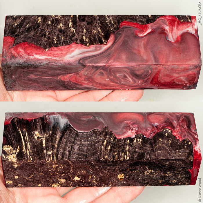 Stabilized hybrid wood box elder burl block