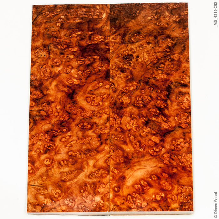 Stabilized red amboyna burl wood panels