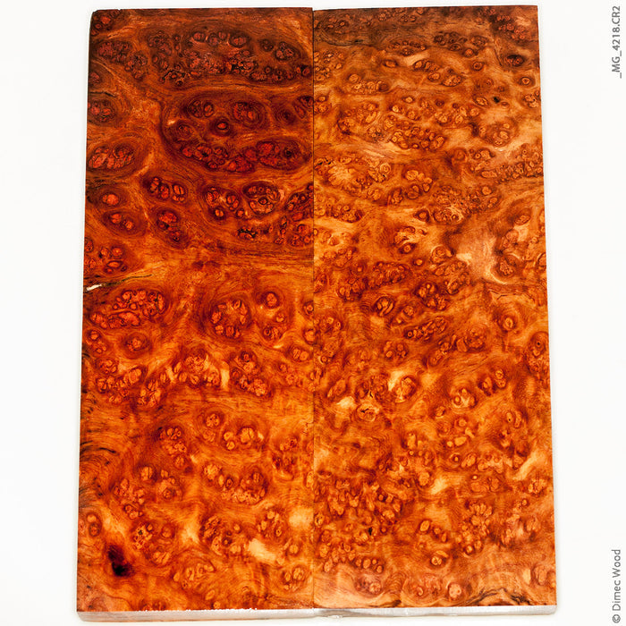 Stabilized red amboyna burl wood panels