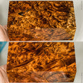Stabilized wood golden amboyna burl block