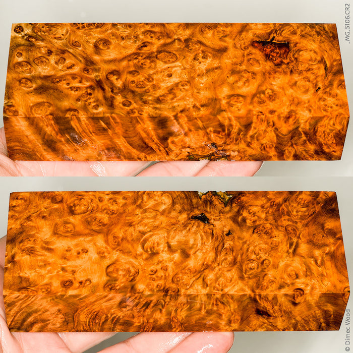 Stabilized wood golden amboyna burl block