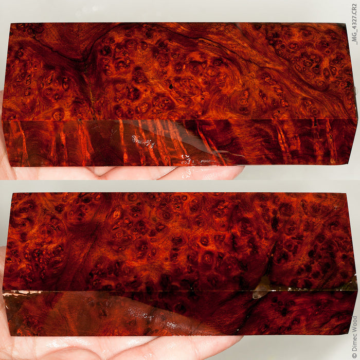 Stabilized wood red amboyna burl block