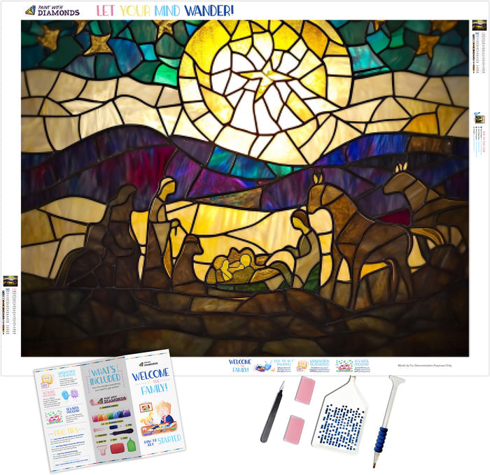 Stained Glass Christmas Nativity Scene