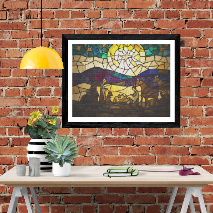 Stained Glass Christmas Nativity Scene
