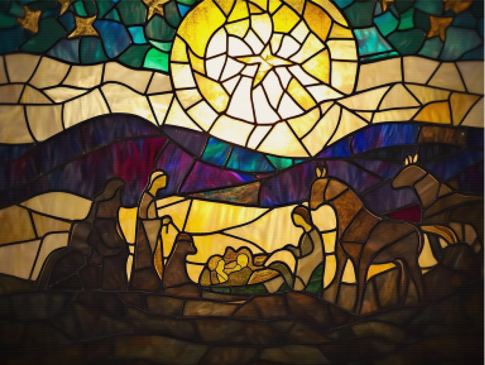 Stained Glass Christmas Nativity Scene