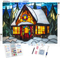 Stained Glass Cozy Winter Cottage