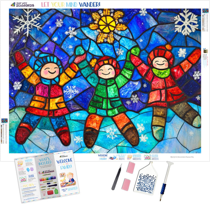 Stained Glass Joyful Snow Angels