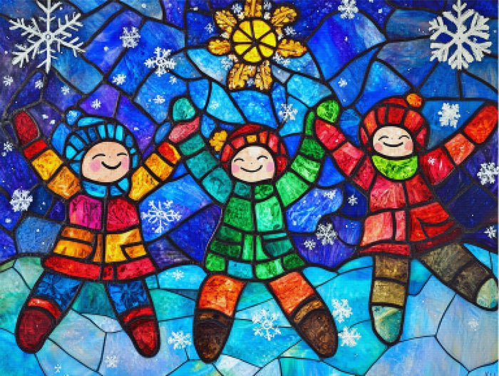 Stained Glass Joyful Snow Angels