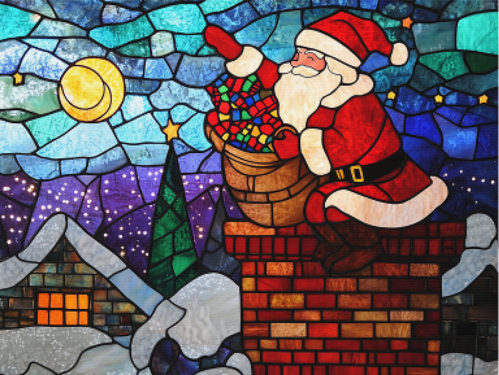 Stained Glass Santa's Arrival
