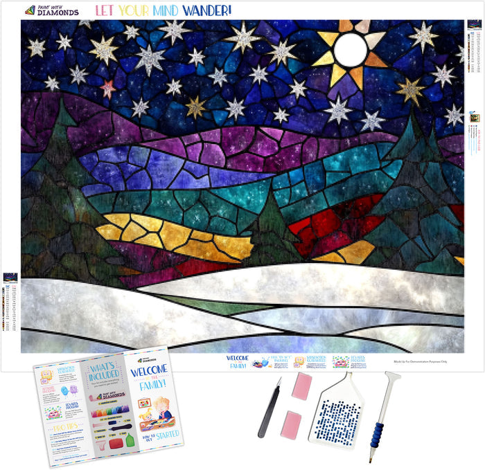 Stained Glass Winter Night Stars