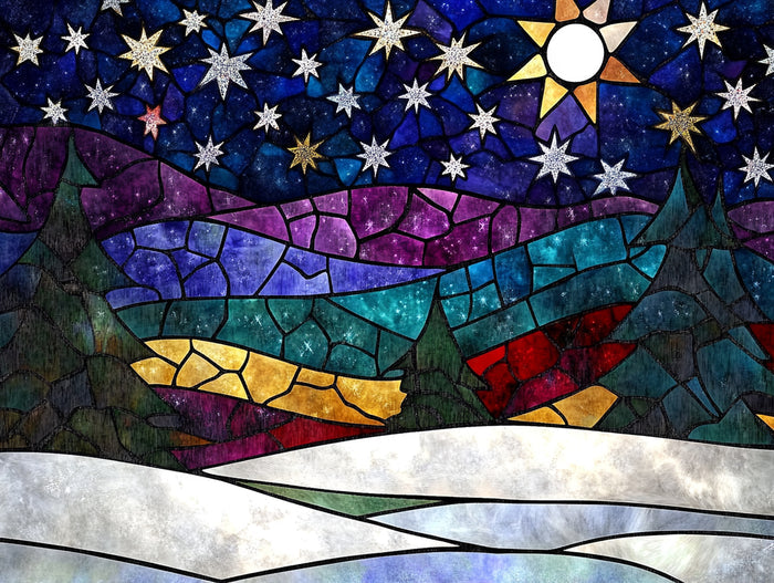 Stained Glass Winter Night Stars