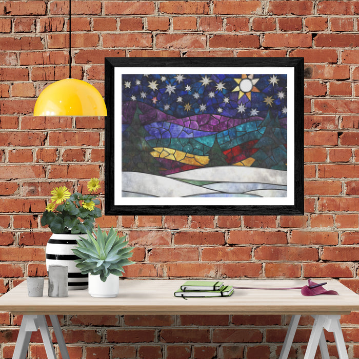Stained Glass Winter Night Stars