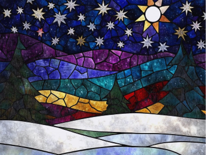 Stained Glass Winter Night Stars