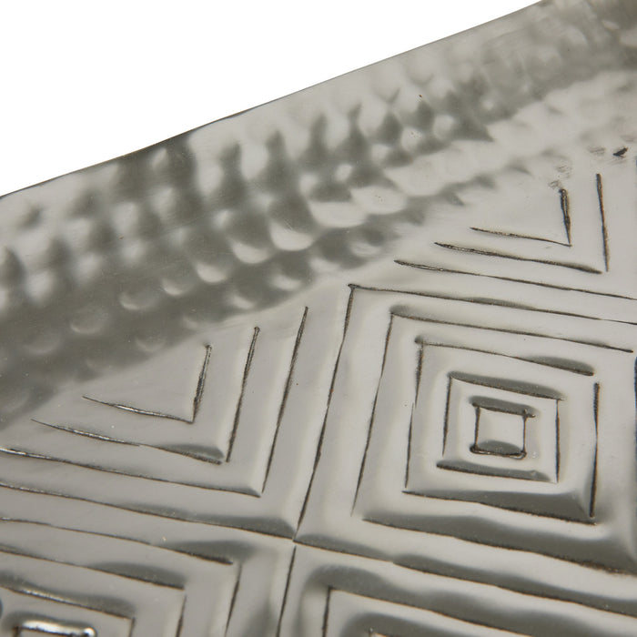 Stamped Antique Silver Aluminum Tray