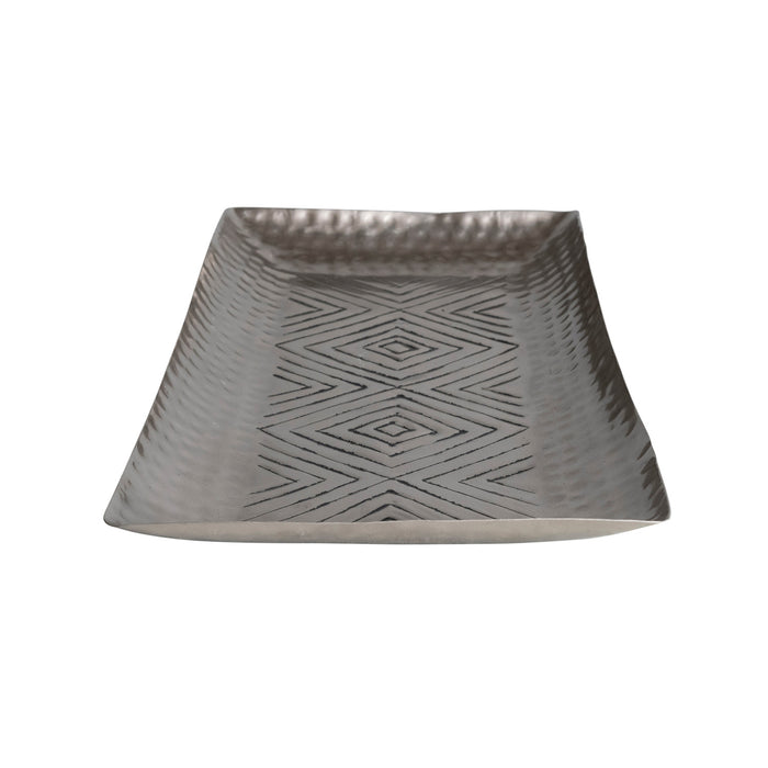 Stamped Antique Silver Aluminum Tray