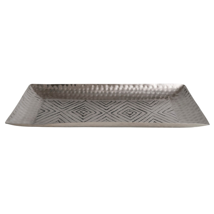 Stamped Antique Silver Aluminum Tray