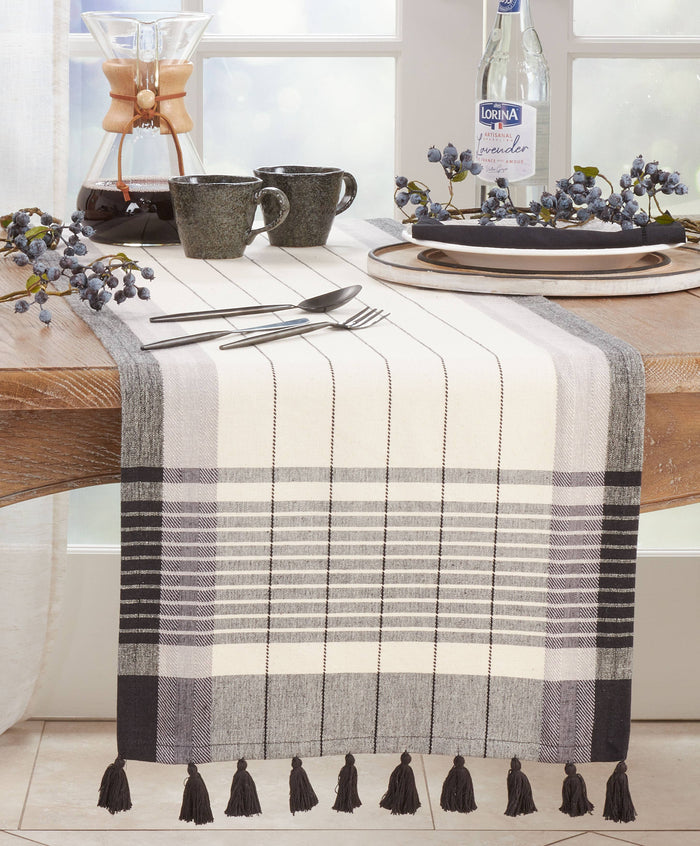 Striped Tassel Table Runner