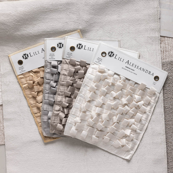 Swatch - Ribbon Dec. Pillows Ivory S&S 8.5X11
