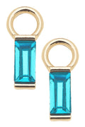 Teal baguette huggie charm for jewelry gift from Magnolias Home Decor