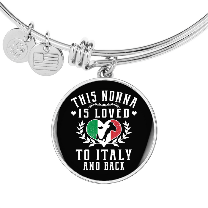 This Nonna is Loved to Italy and Back with Circle Charm Bangle in Gold & Stainless Steel