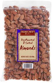 TRADER JOE'S DRY ROASTED AND SALTED ALMONDS 16 OZ #ROCK VALUE-ORDER BY TUESDAY EVENING OCT 27 ARRIVING NOV 04  FOR DELIVERY#