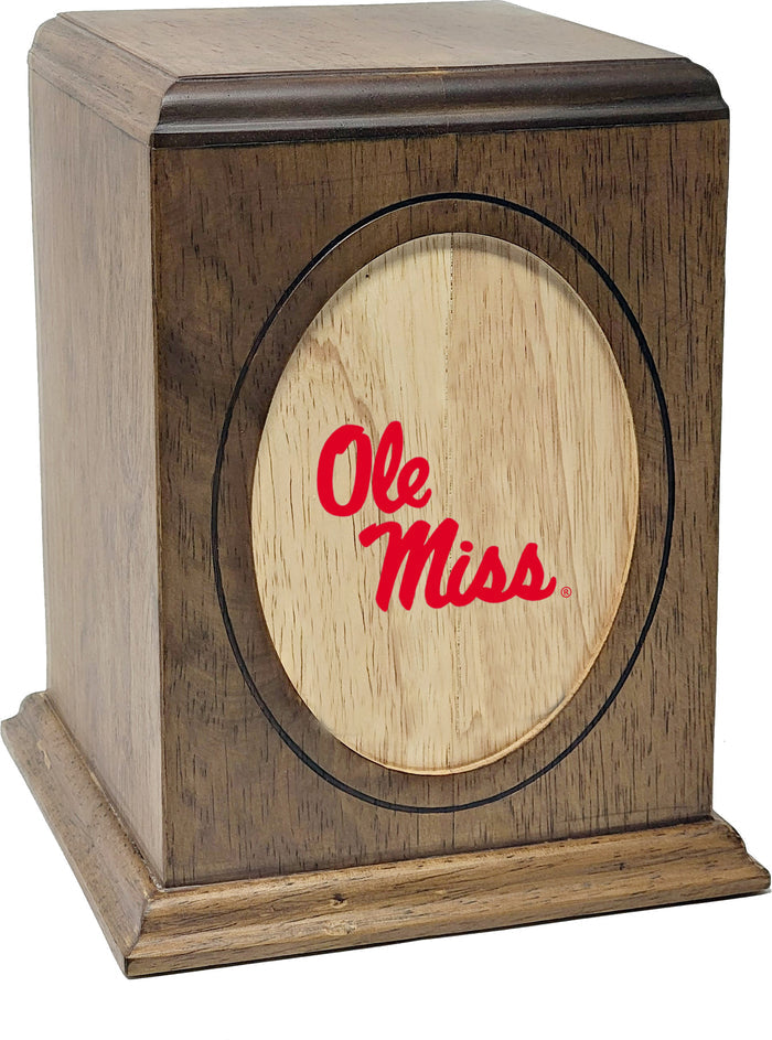 University of Mississippi Ole Miss Rebels Wooden Memorial Cremation Urn - WDOLM100