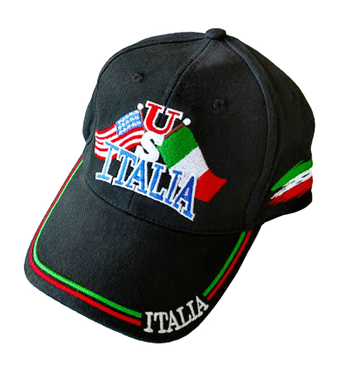 US / Italia Flags Baseball Cap in Black