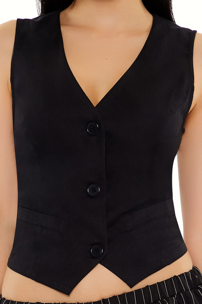 V-Neck Cropped Hem Vest