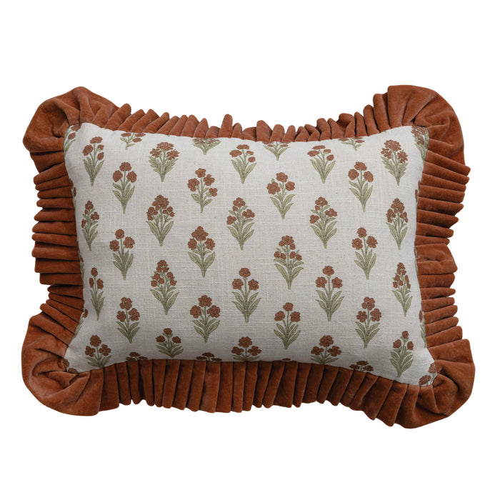 Velvet Ruffle Lumbar Pillow