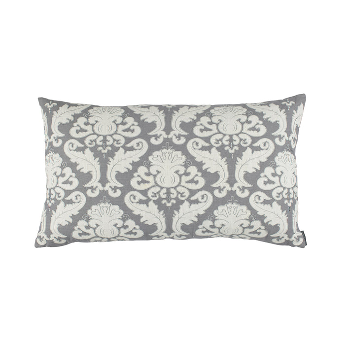 Versailles King Sham Ash Grey Linen / White Linen Applique / Silver Embroidery 20X36 (Insert Not Included) Final sale