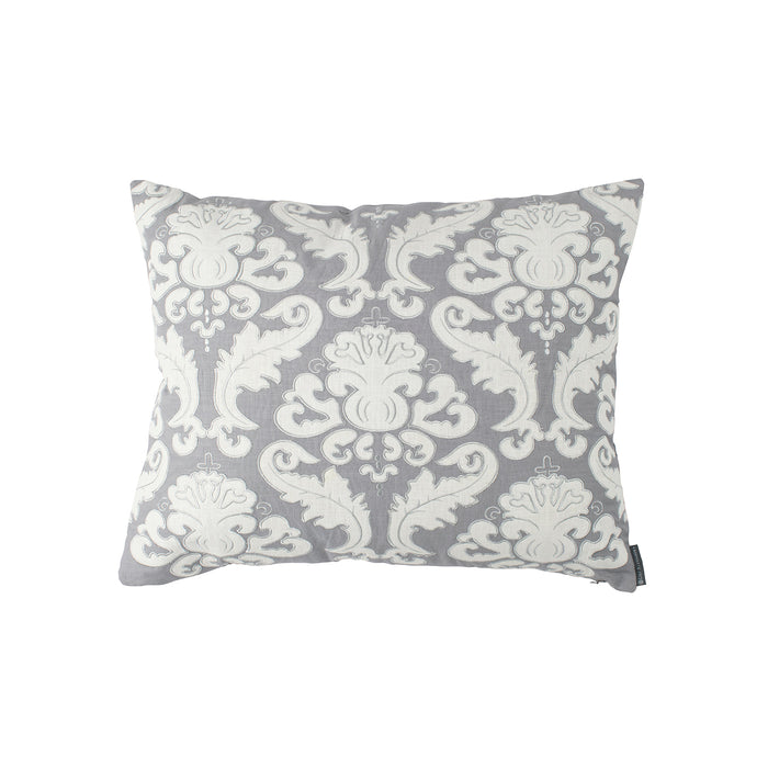 Versailles Standard Sham Ash Grey Linen / White Linen Applique / Silver Embroidery 20X26 (Insert Not Included) Final sale