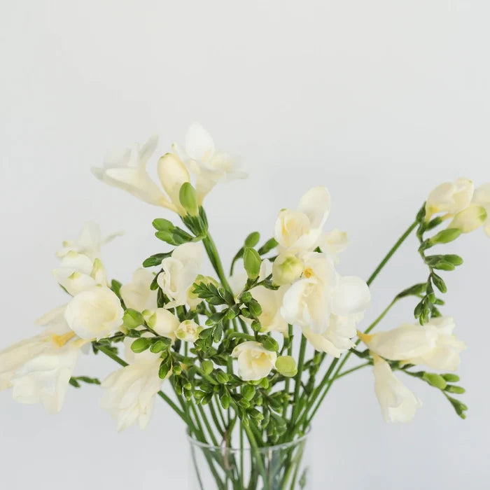 White Designer Freesia Flower Vase - Image