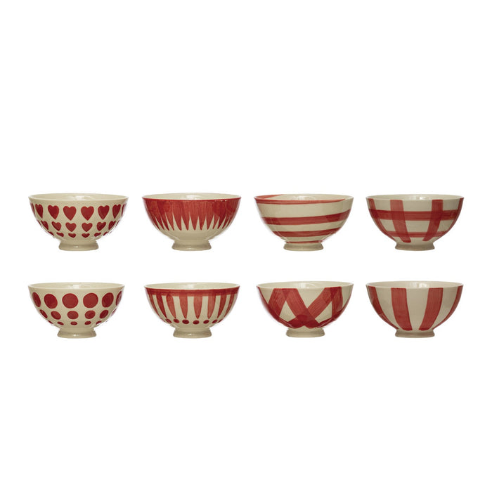 White Hand-Painted Stoneware Latte Bowl - 8 Styles