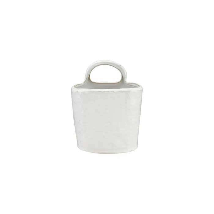 White Stoneware Crock with Handle